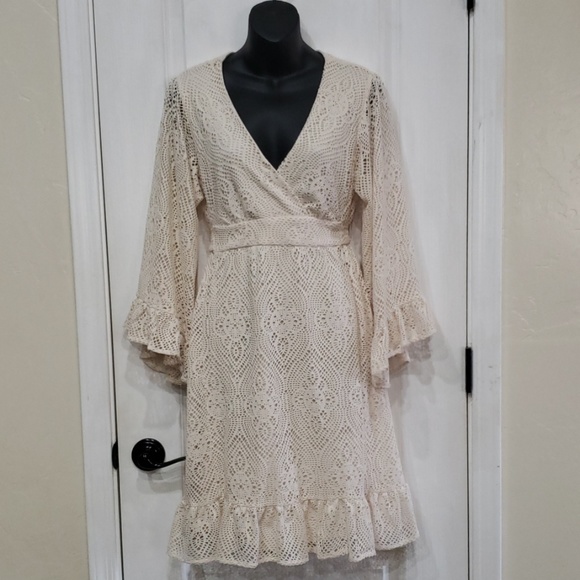 Emma & Michele Dresses & Skirts - Cream Crochet Dress